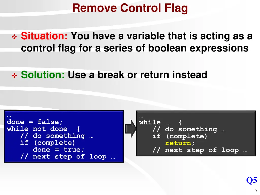 remove control flag
