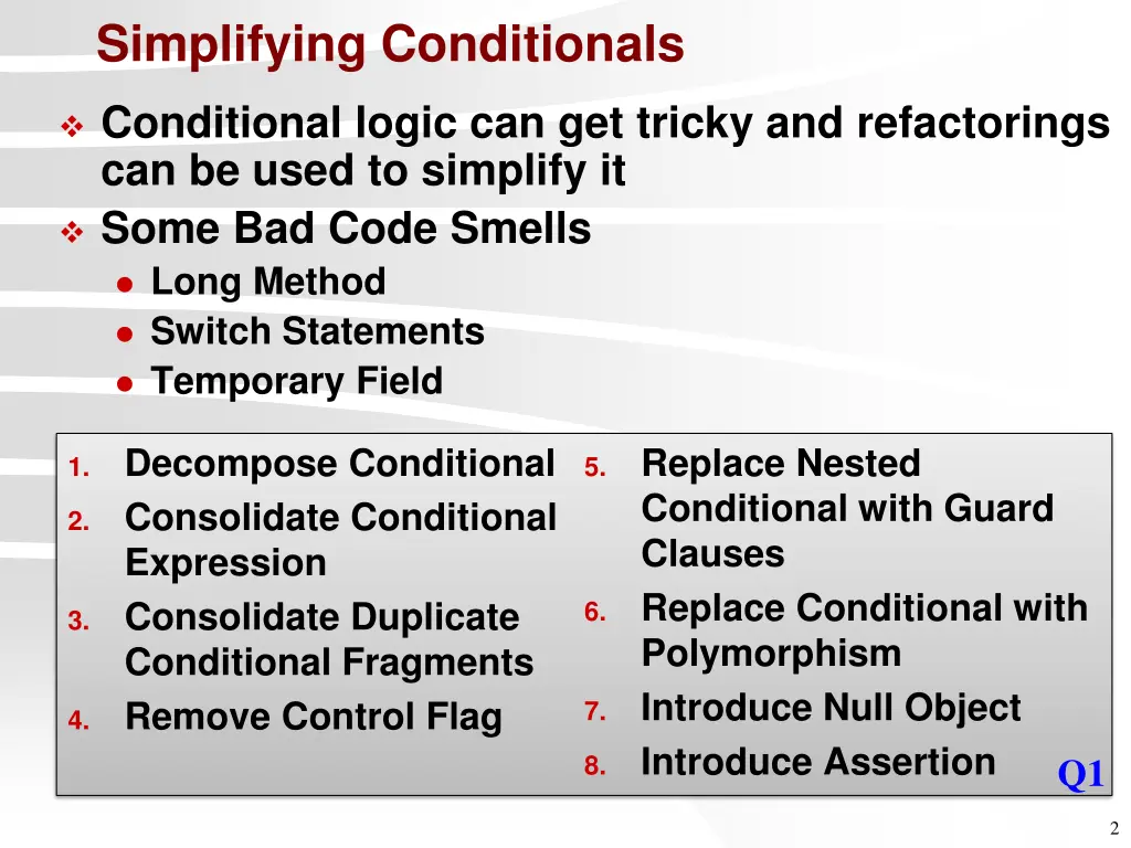 simplifying conditionals
