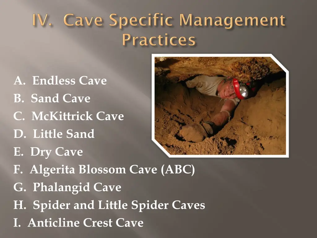 a endless cave b sand cave c mckittrick cave