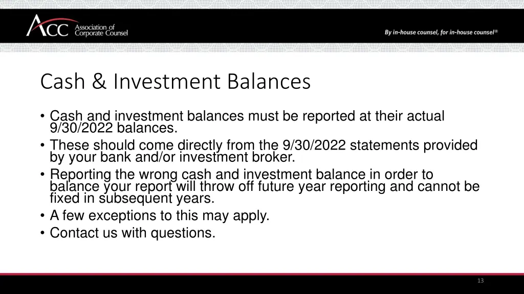 cash investment balances