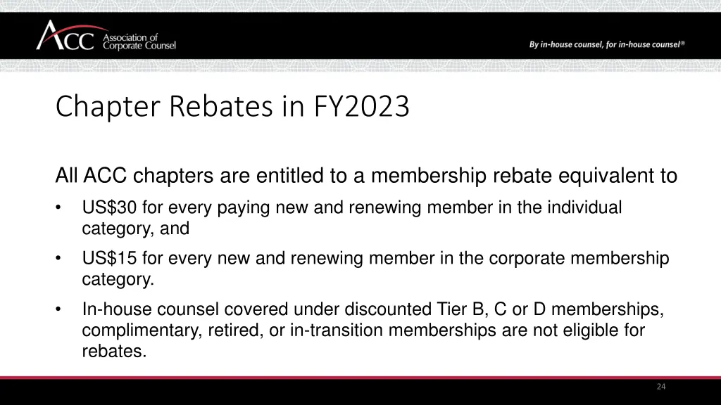 chapter rebates in fy2023