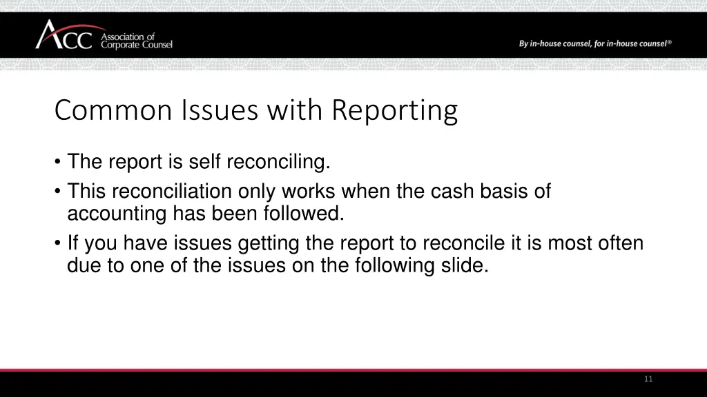 common issues with reporting