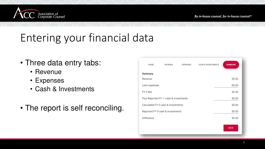 entering your financial data