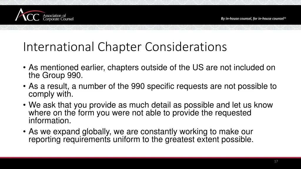 international chapter considerations