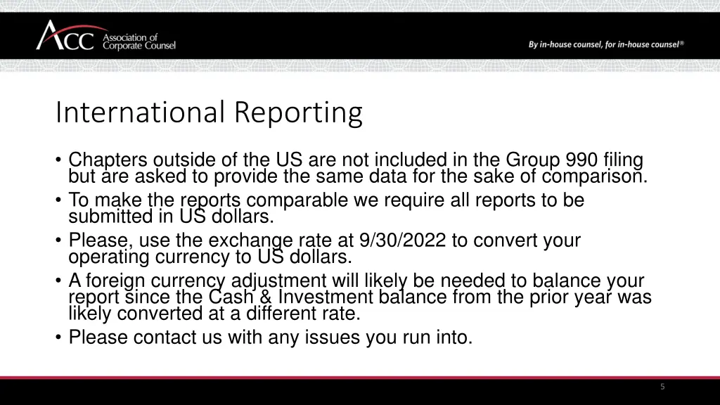 international reporting