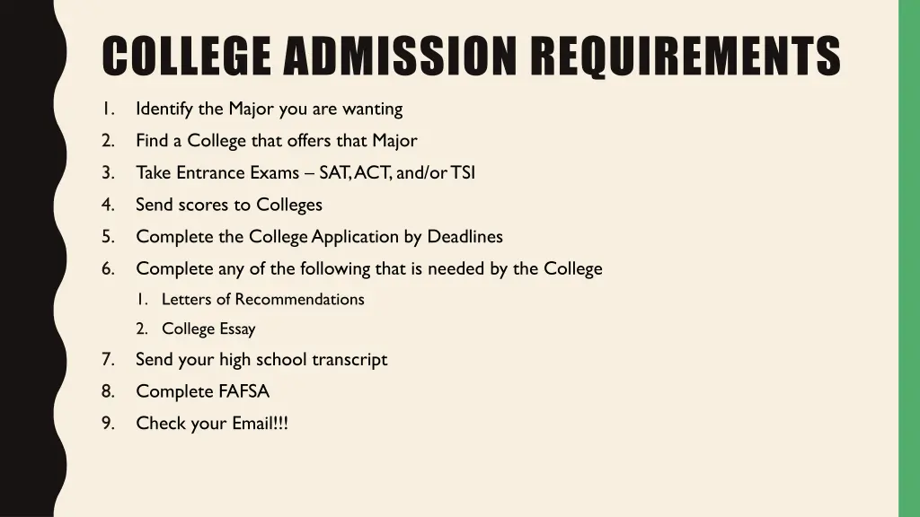 college admission requirements