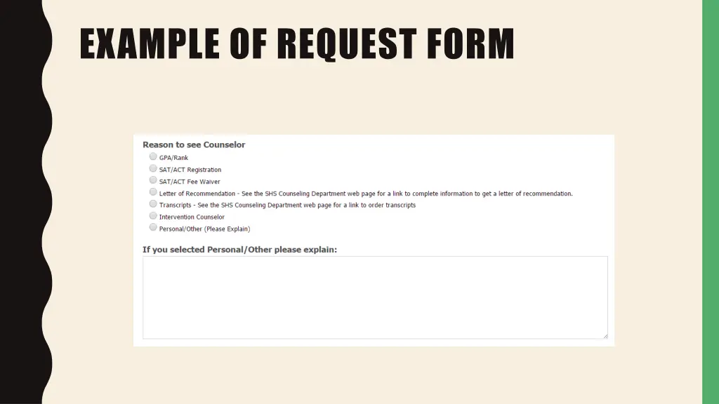 example of request form