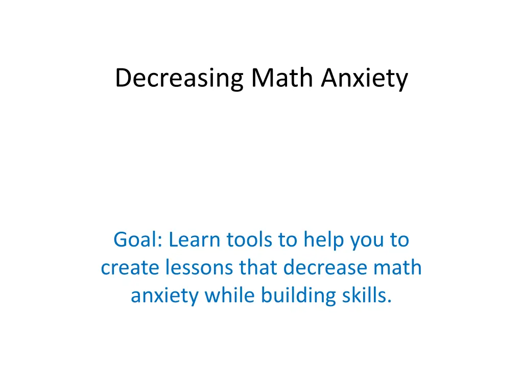 decreasing math anxiety