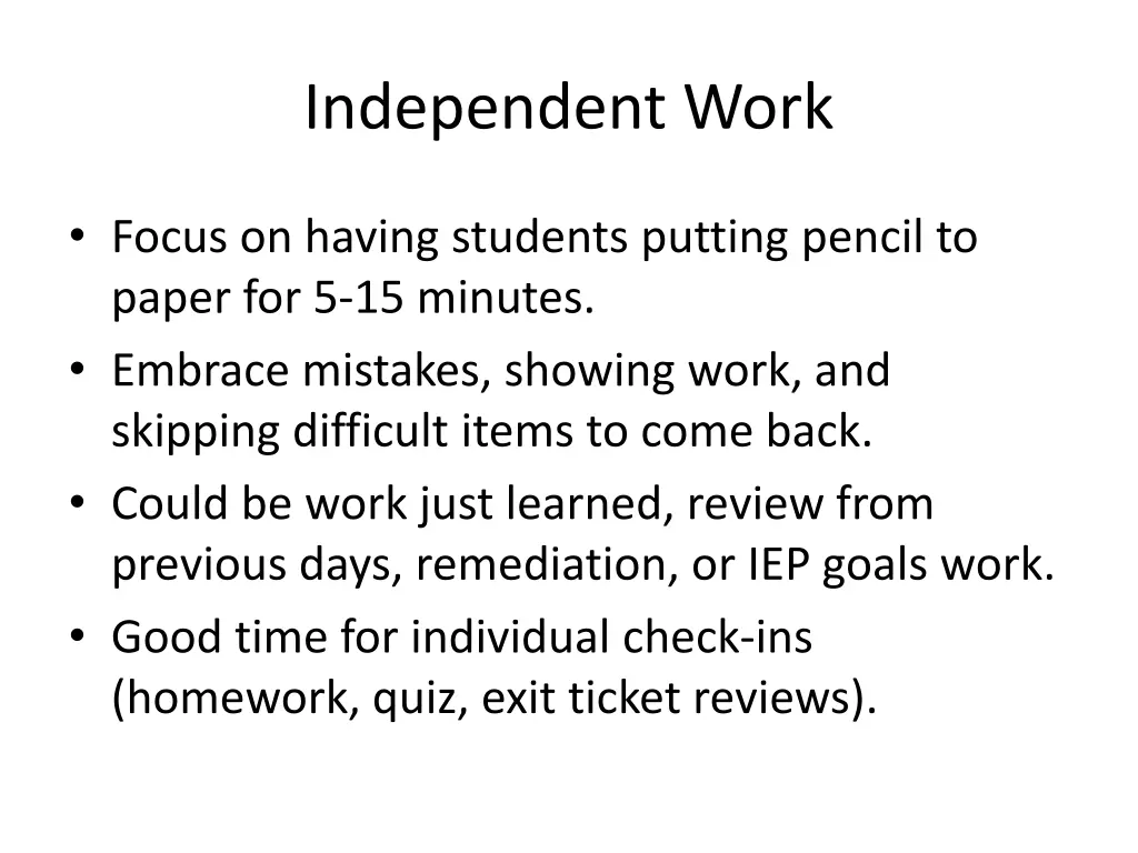 independent work