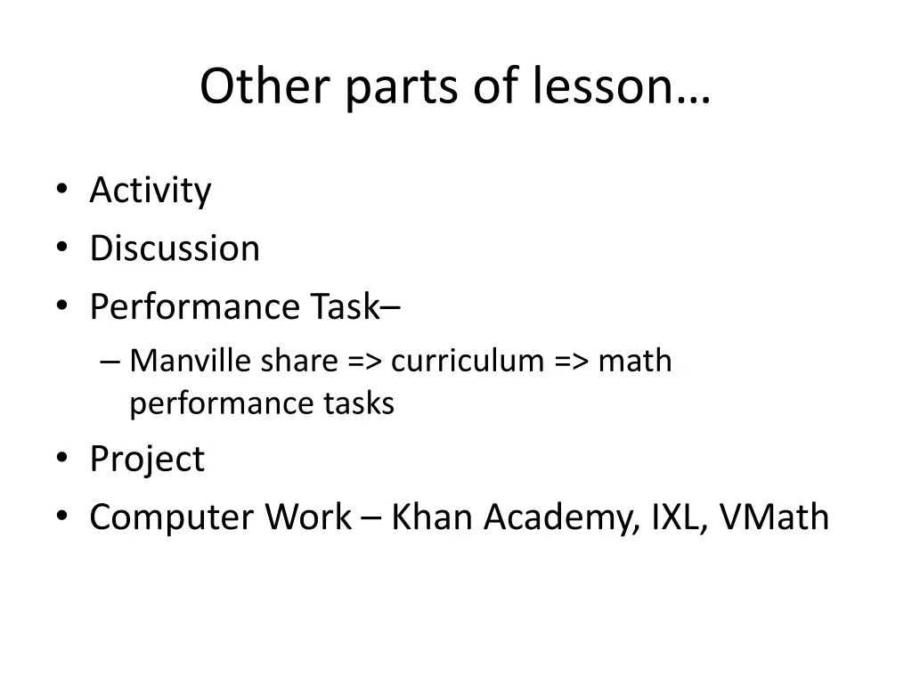other parts of lesson