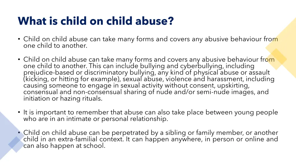 what is child on child abuse