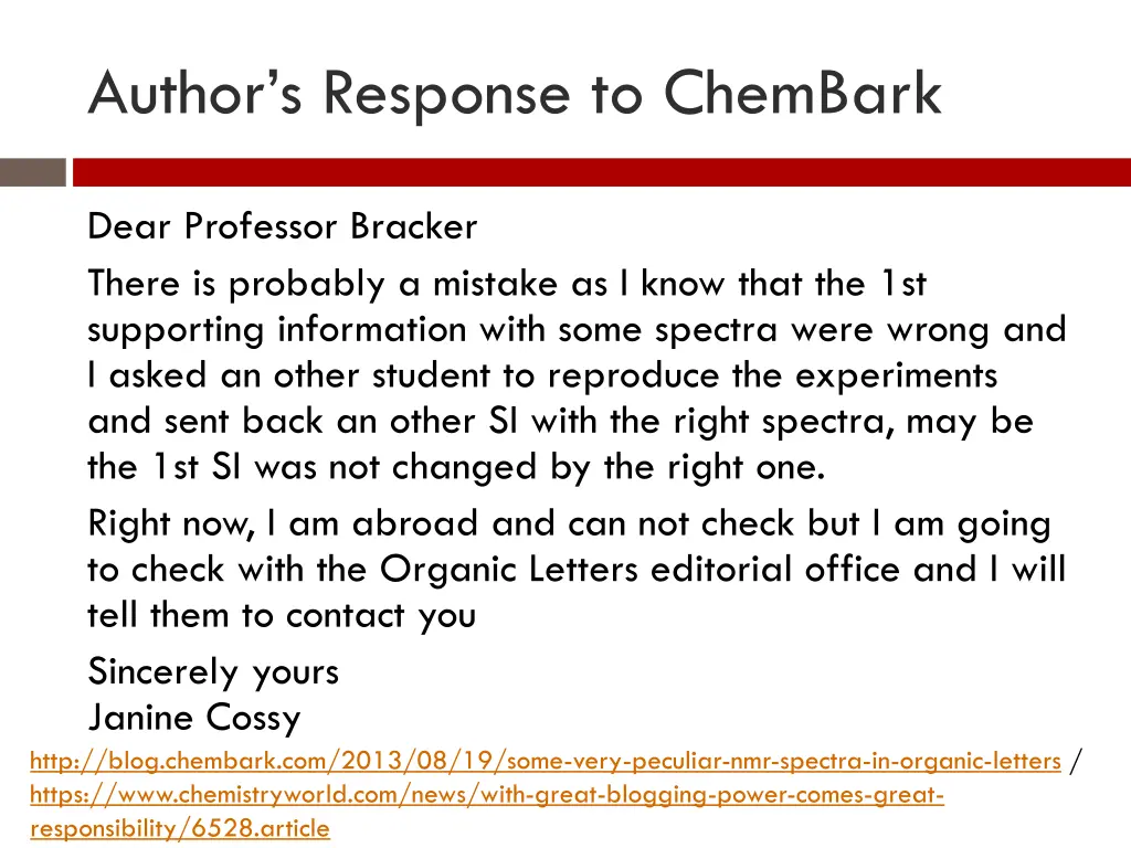 author s response to chembark