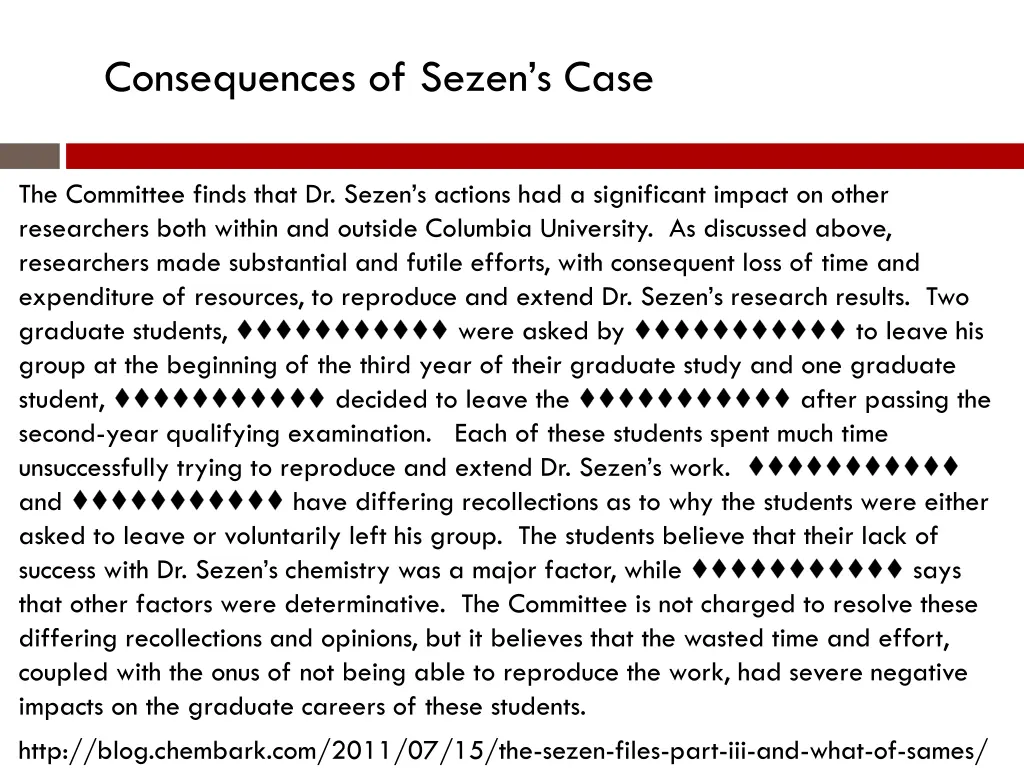 consequences of sezen s case