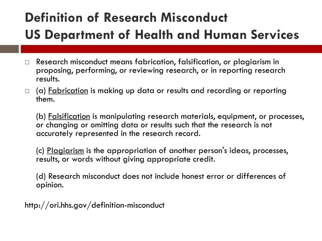 definition of research misconduct us department