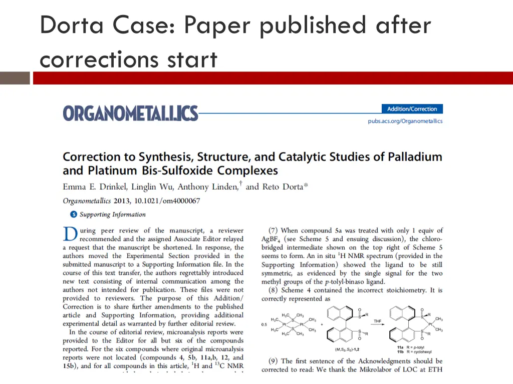 dorta case paper published after corrections start