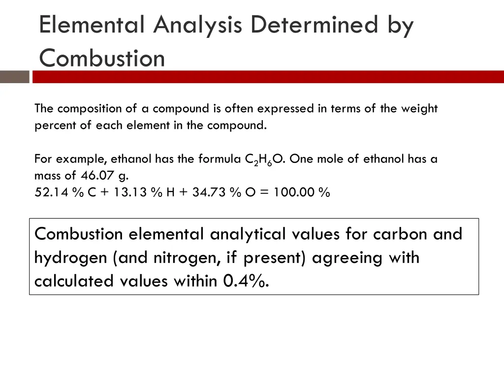 elemental analysis determined by combustion