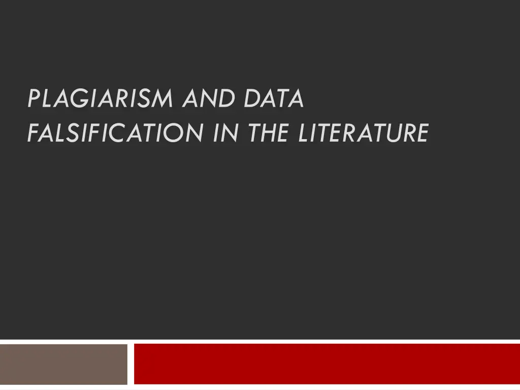 plagiarism and data falsification