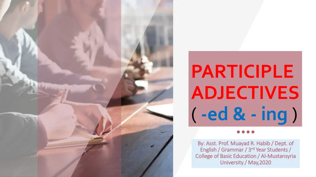participle adjectives ed ing