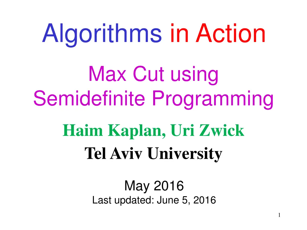 algorithms in action