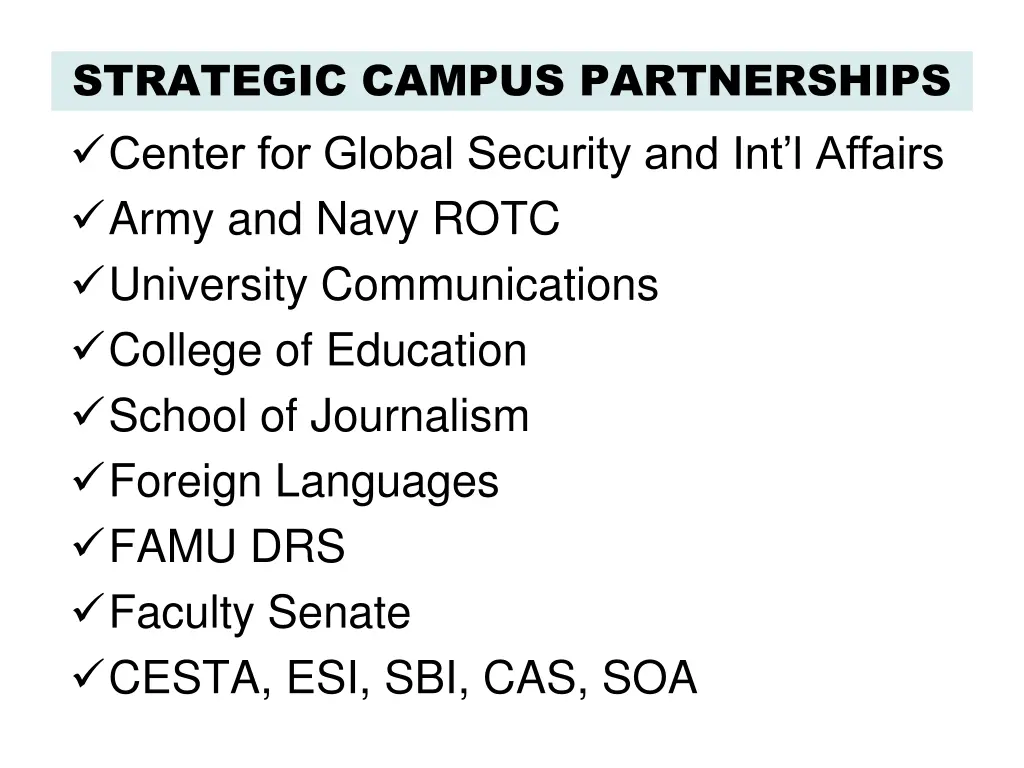 strategic campus partnerships center for global