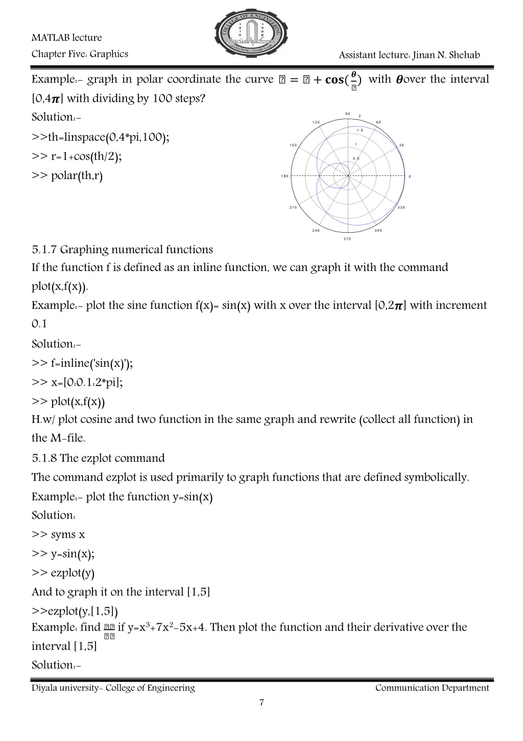 matlab lecture chapter five graphics 2