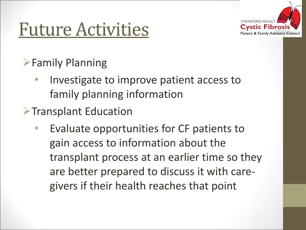 future activities