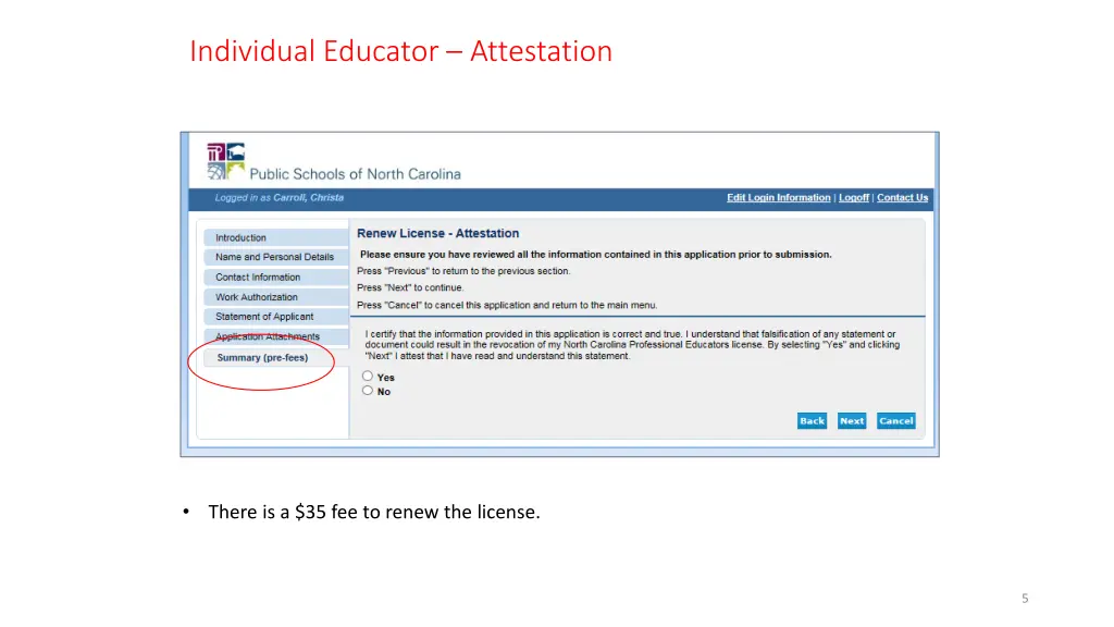 individual educator attestation