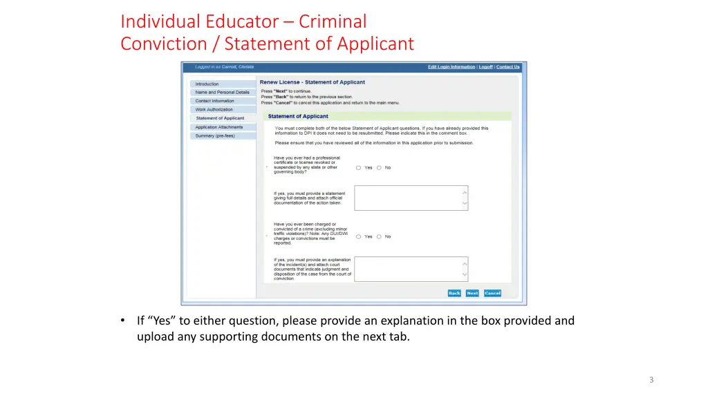 individual educator criminal conviction statement