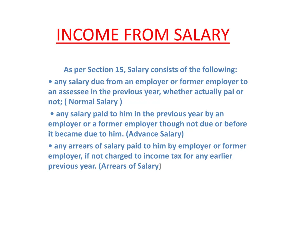 income from salary