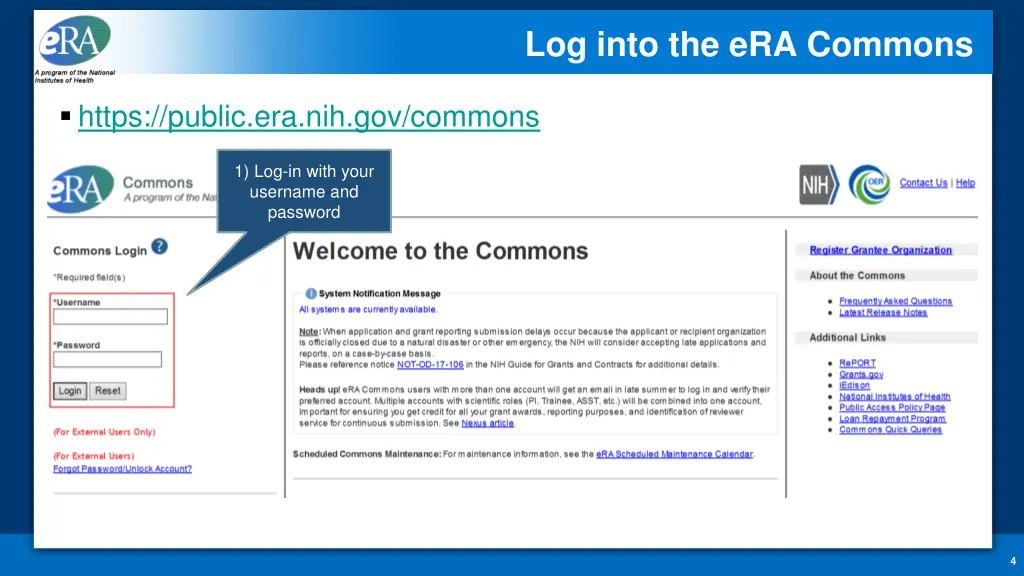 log into the era commons