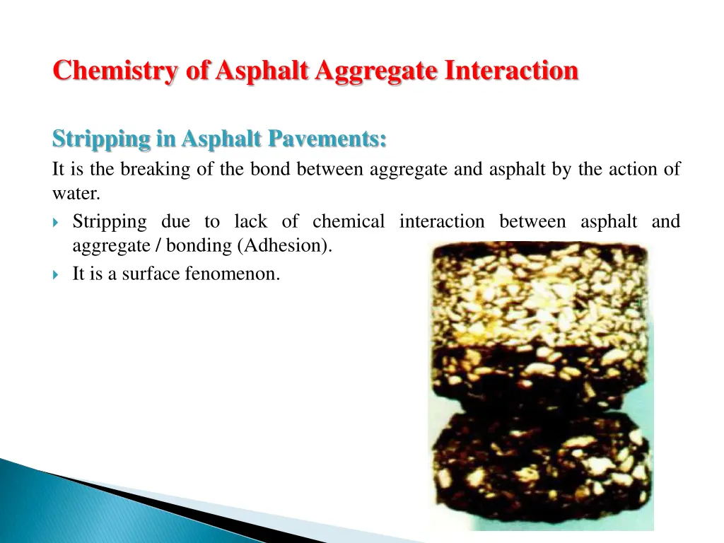chemistry ofasphaltaggregate interaction