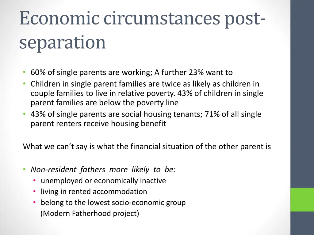 economic circumstances post separation