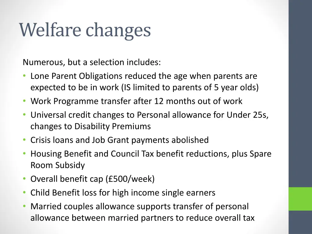 welfare changes