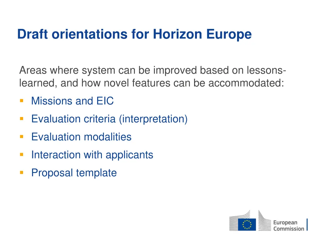 draft orientations for horizon europe