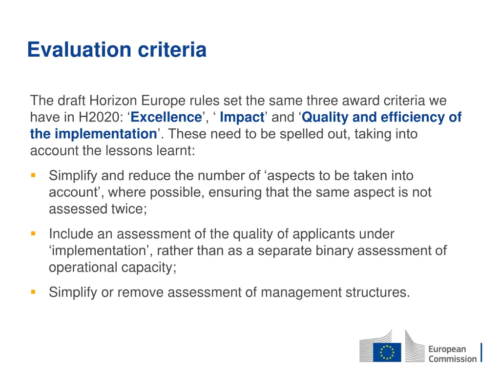 evaluation criteria