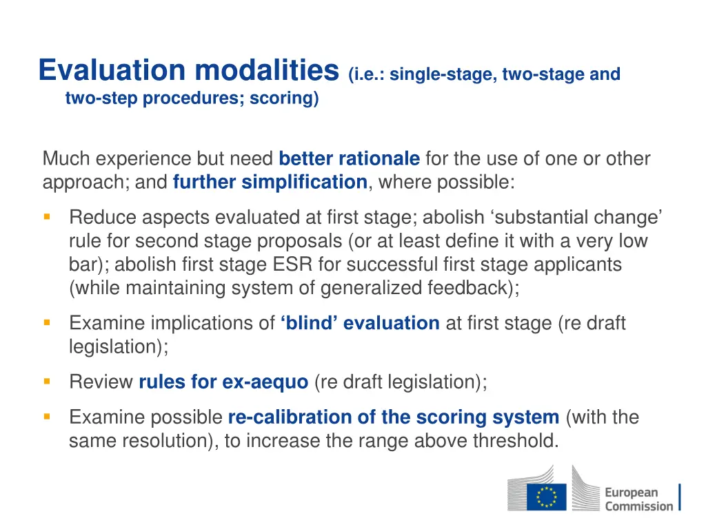 evaluation modalities i e single stage two stage