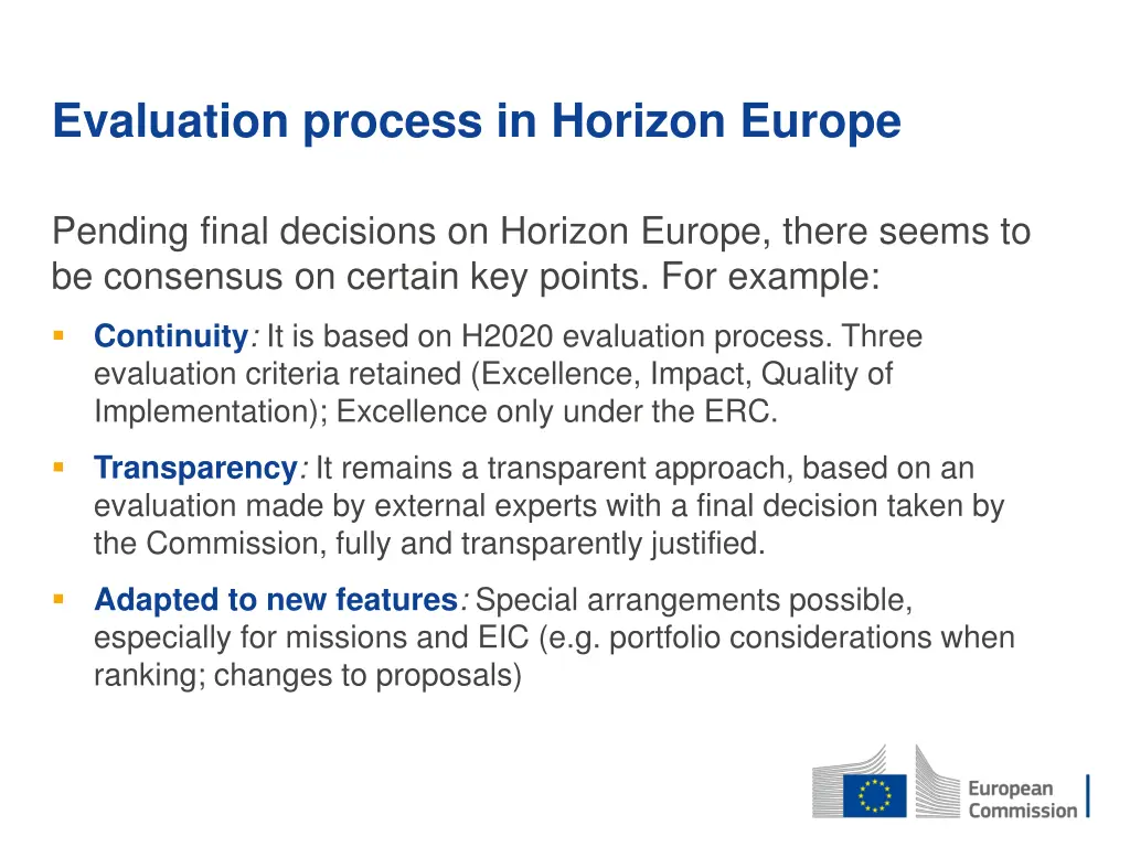 evaluation process in horizon europe