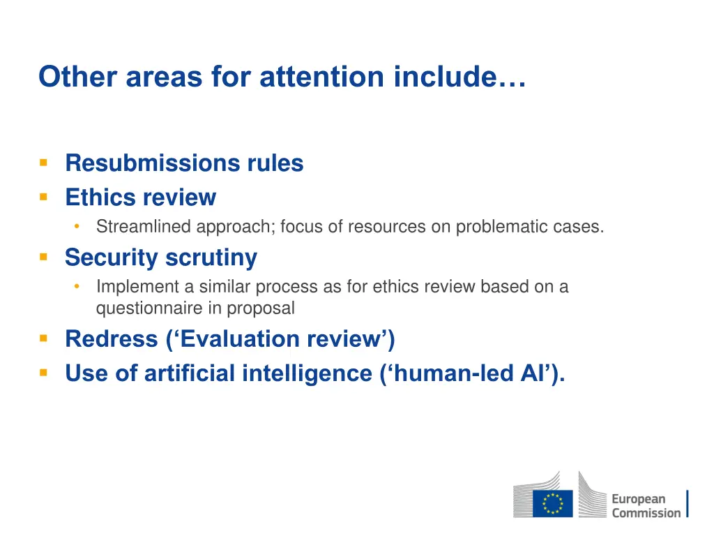 other areas for attention include