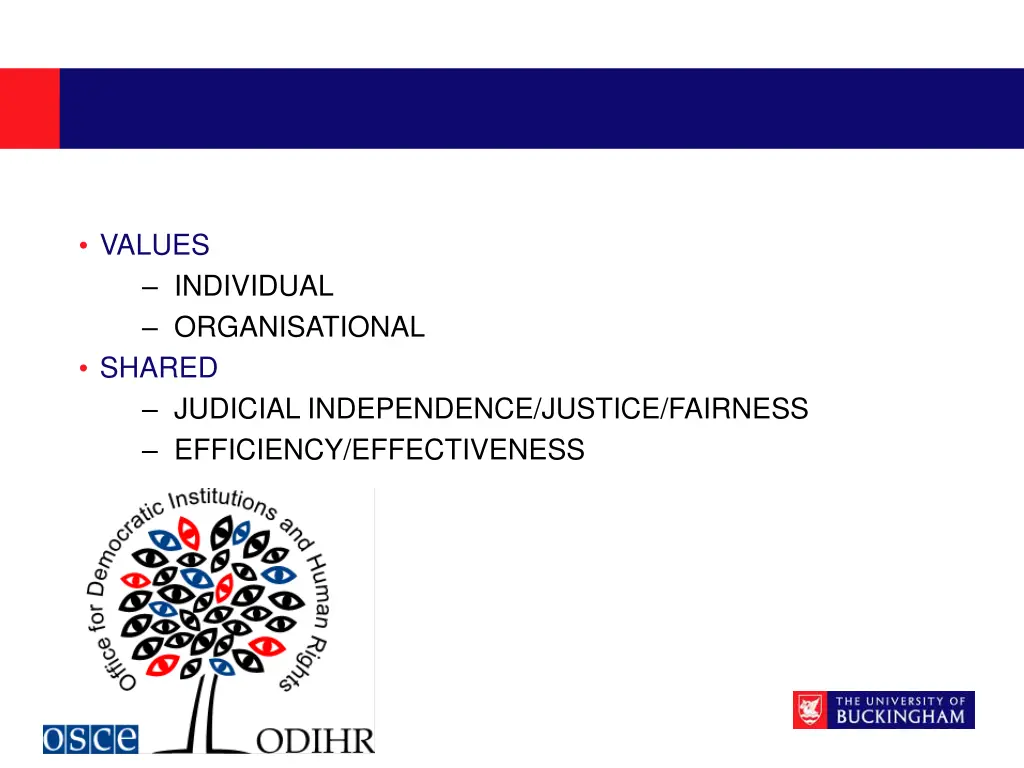 values individual organisational shared judicial