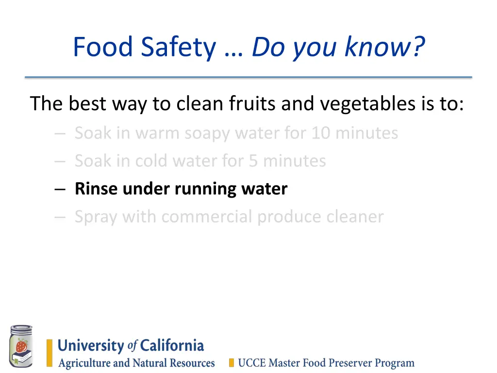 food safety do you know 1