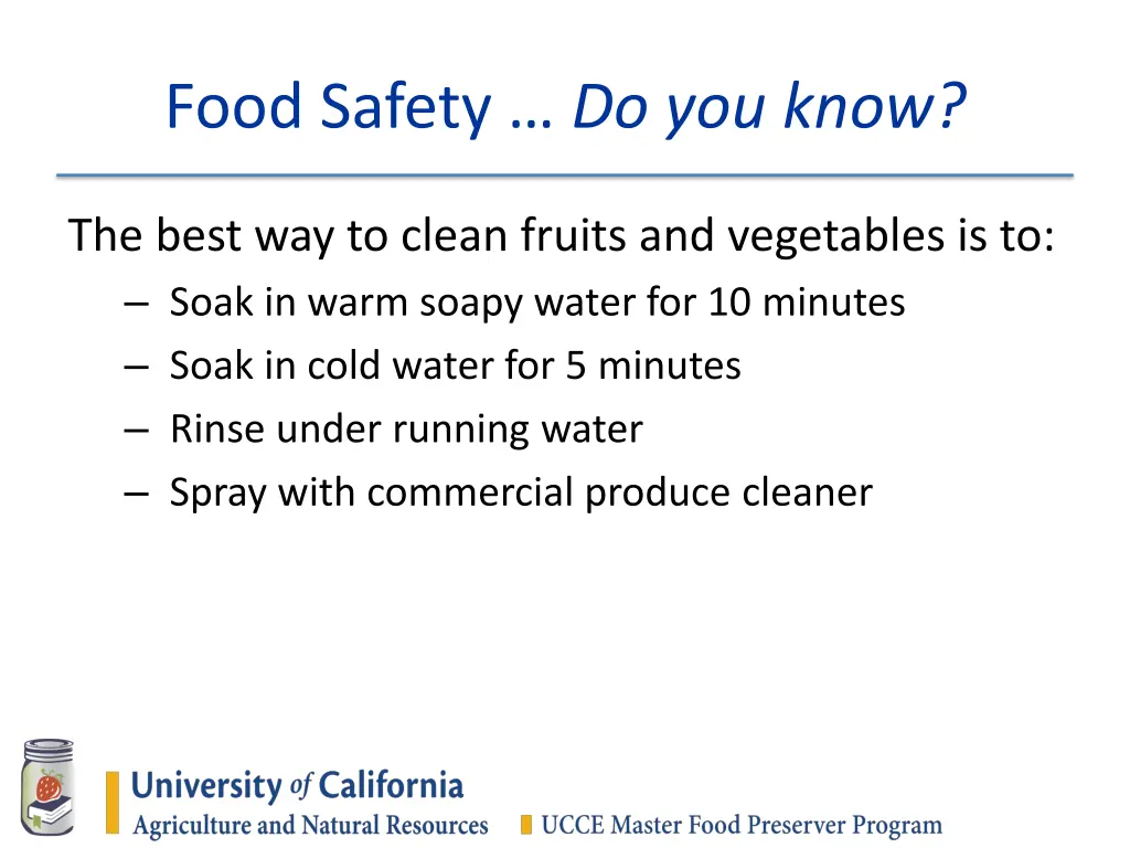 food safety do you know