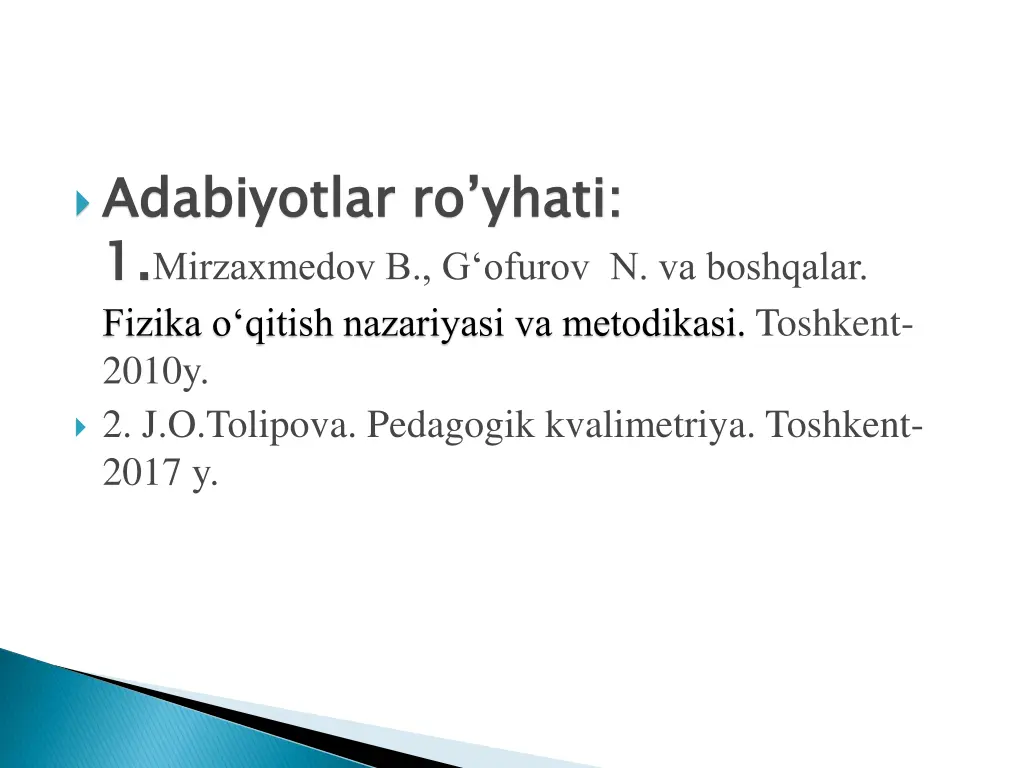 adabiyotlar 1 fizika o qitish nazariyasi