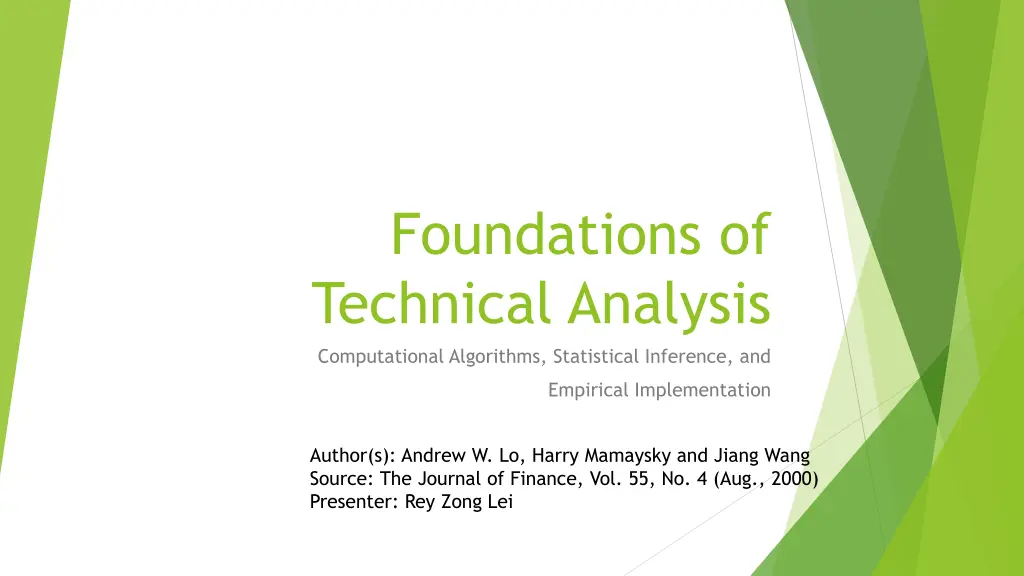 foundations of technical analysis computational
