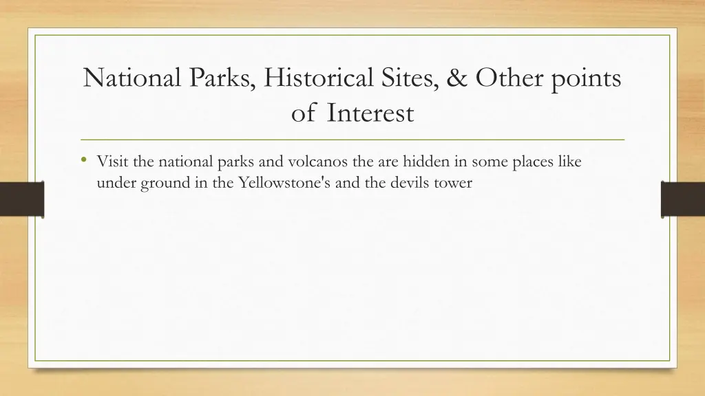 national parks historical sites other points