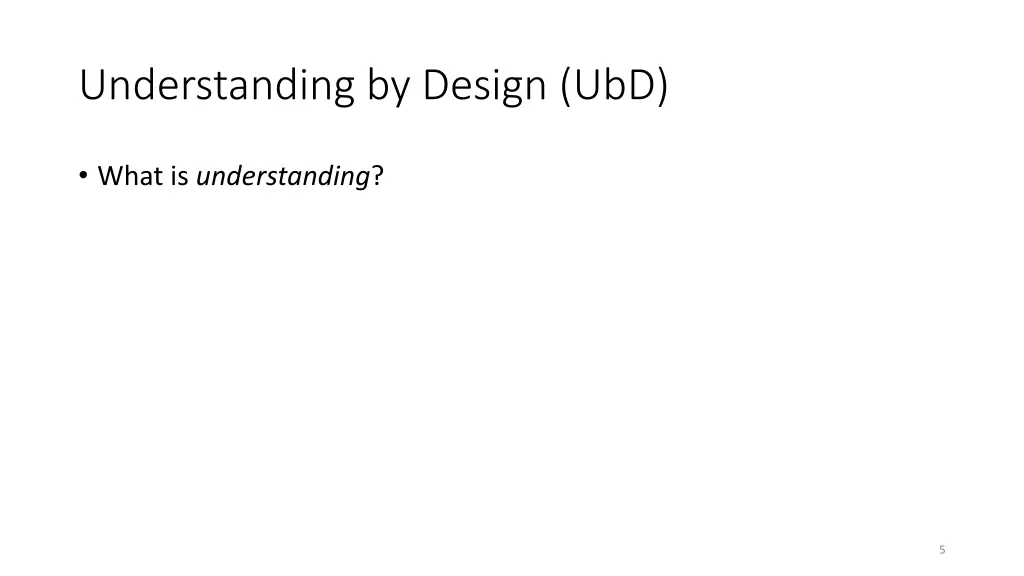 understanding by design ubd