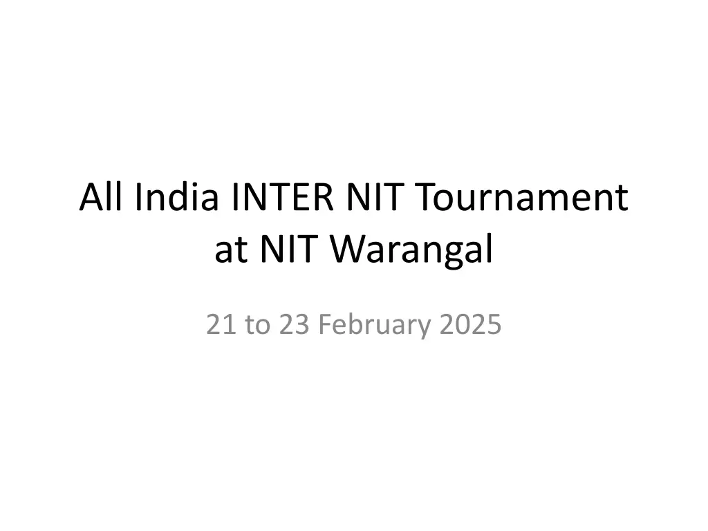 all india inter nit tournament at nit warangal