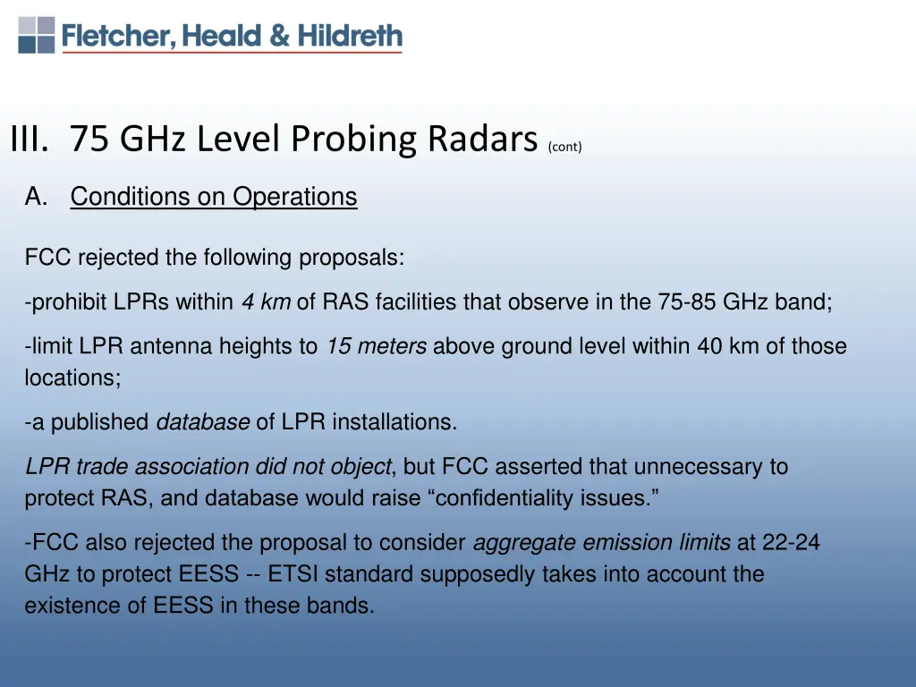 iii 75 ghz level probing radars cont 3