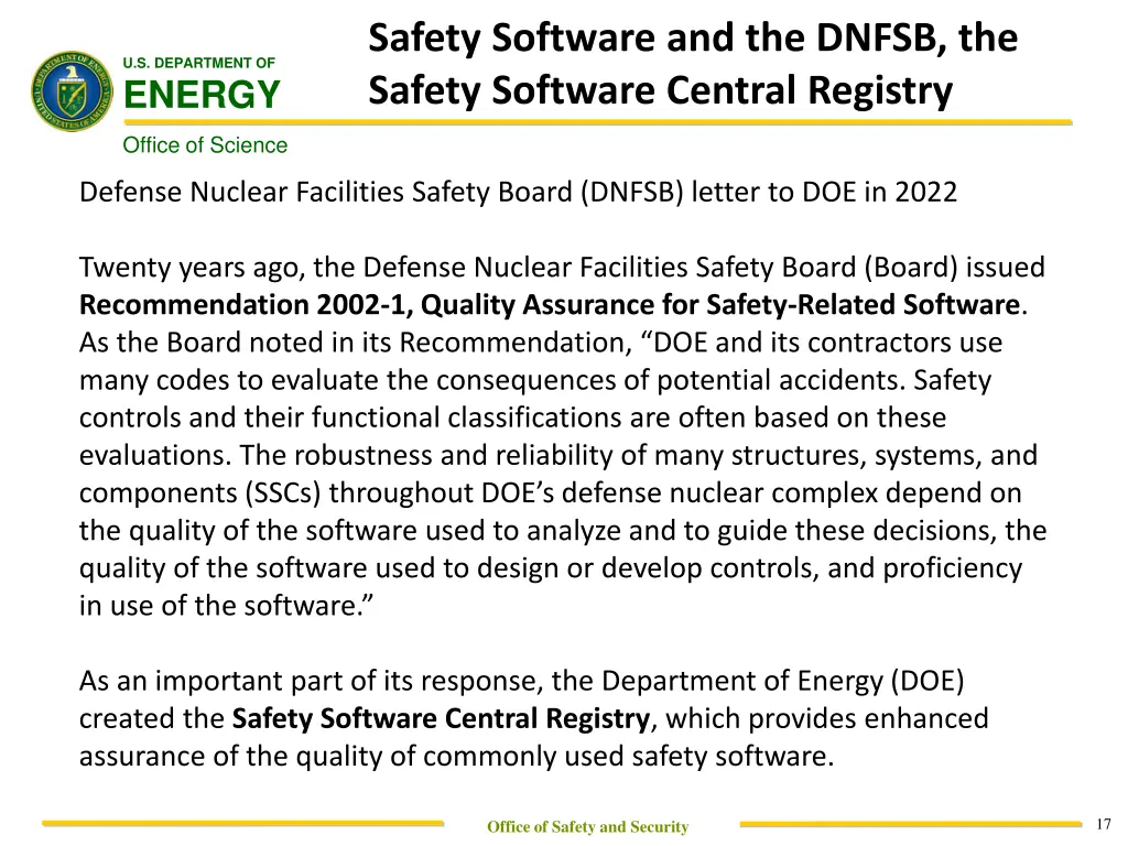 safety software and the dnfsb the safety software 1