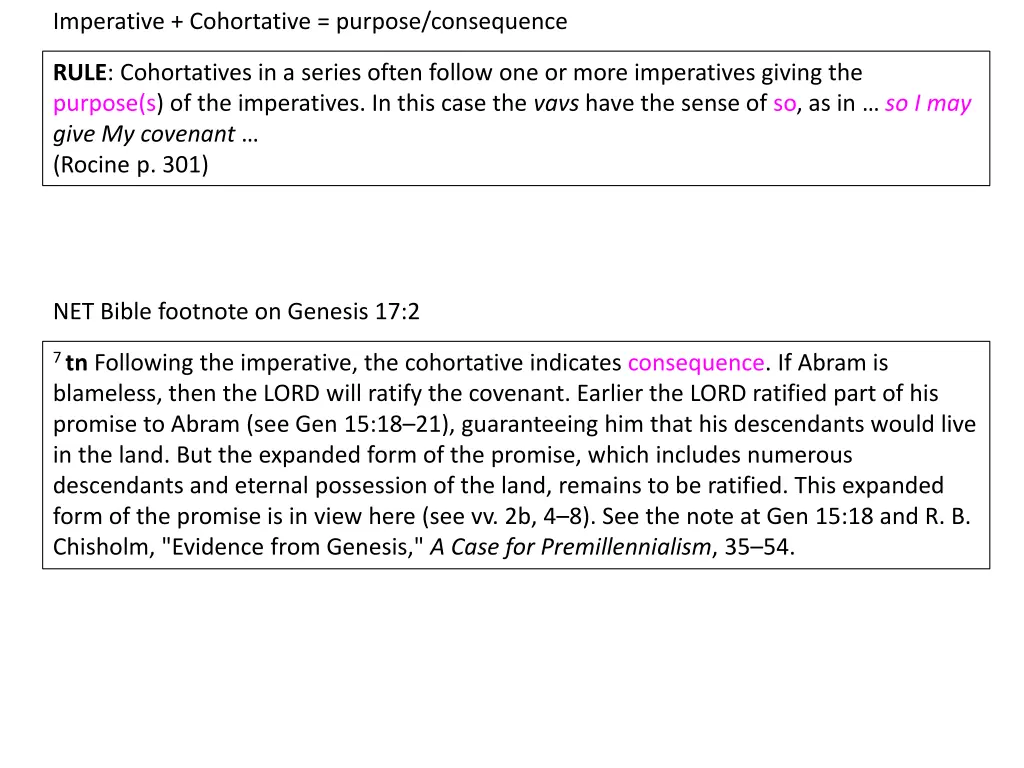 imperative cohortative purpose consequence