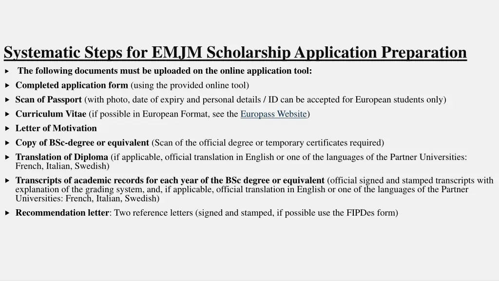 systematic steps for emjm scholarship application 3